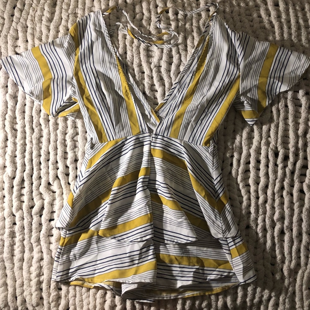 Striped romper - yellow